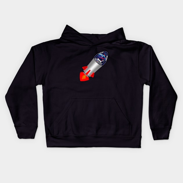 Falcon Space rocket with Spacex NASA DM-2 Mission patch Kids Hoodie by Adaba